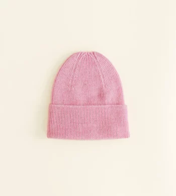 Hvid fonzie beanie newborn - cotton candy