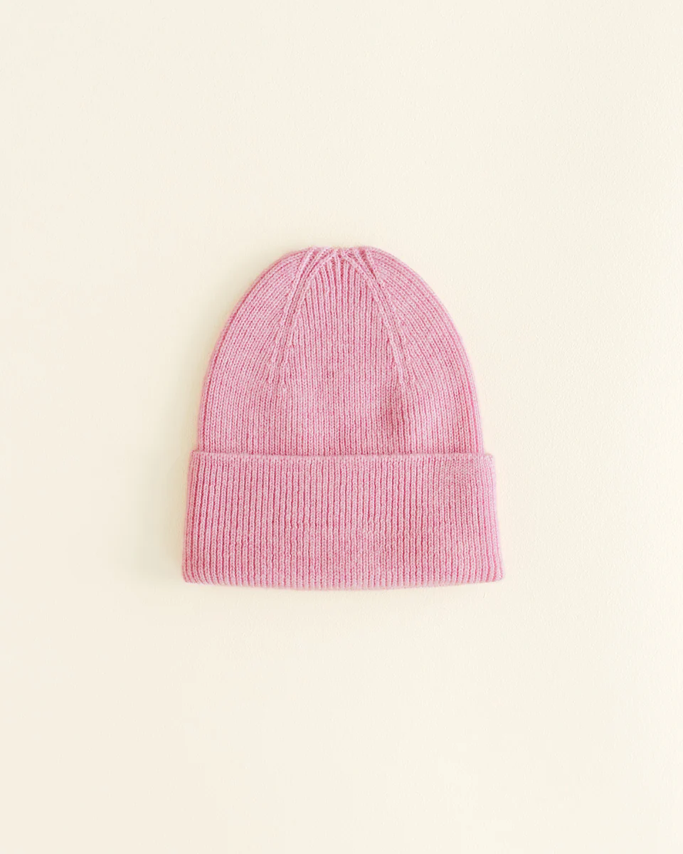 Hvid fonzie beanie newborn - cotton candy