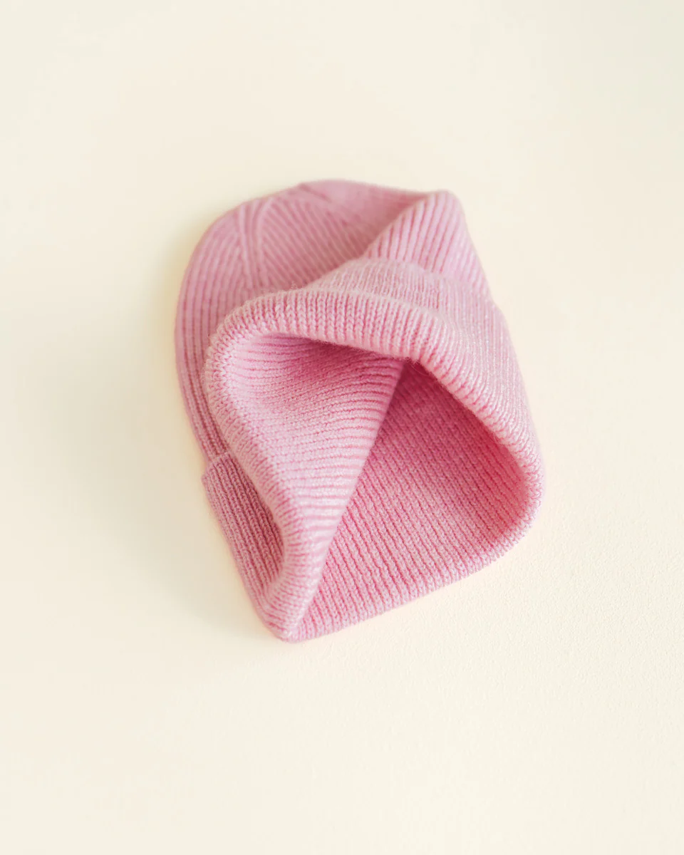 Hvid fonzie beanie newborn - cotton candy - Afbeelding 2
