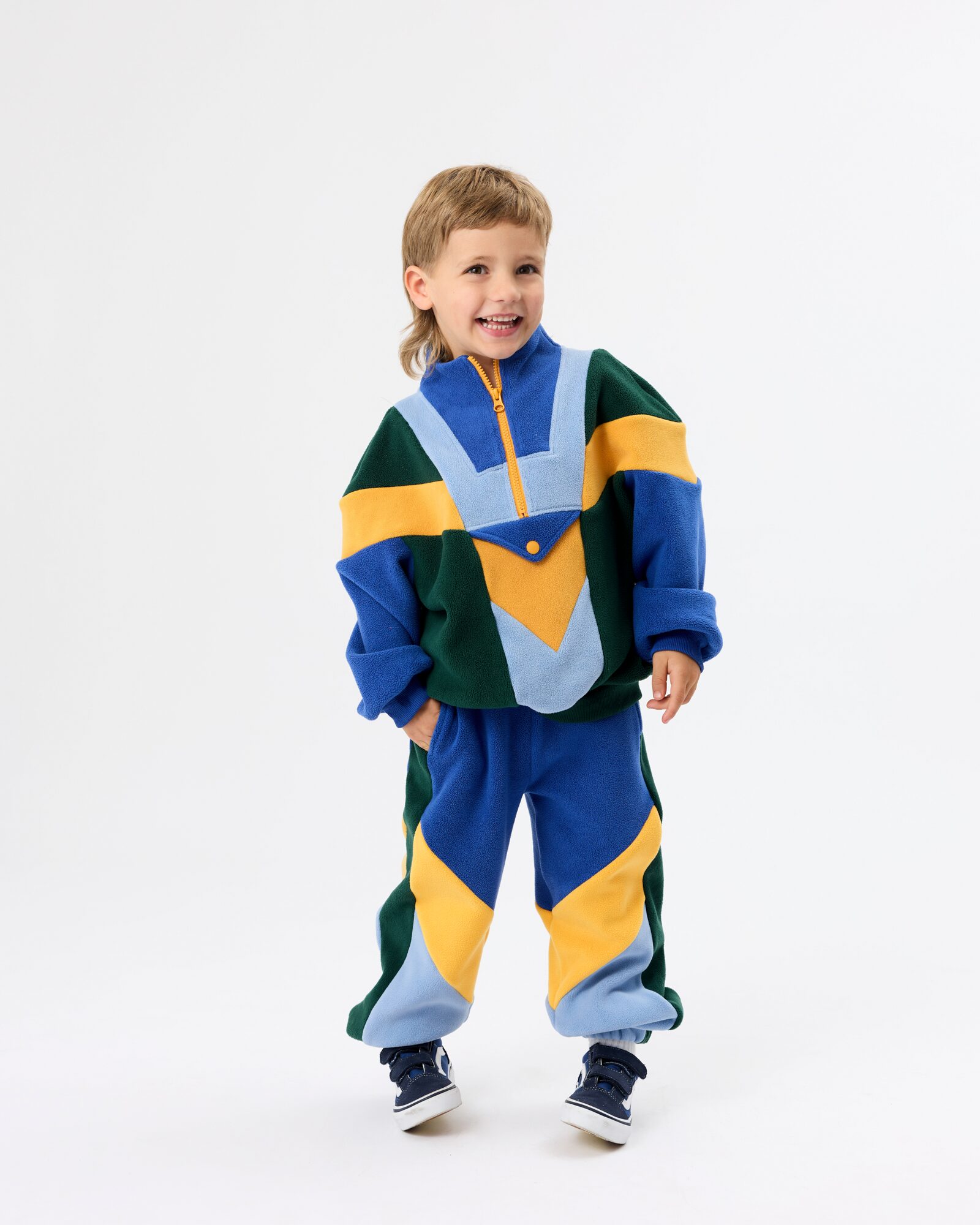 Goldie + Ace half zip polar fleece - blue color block - Afbeelding 3