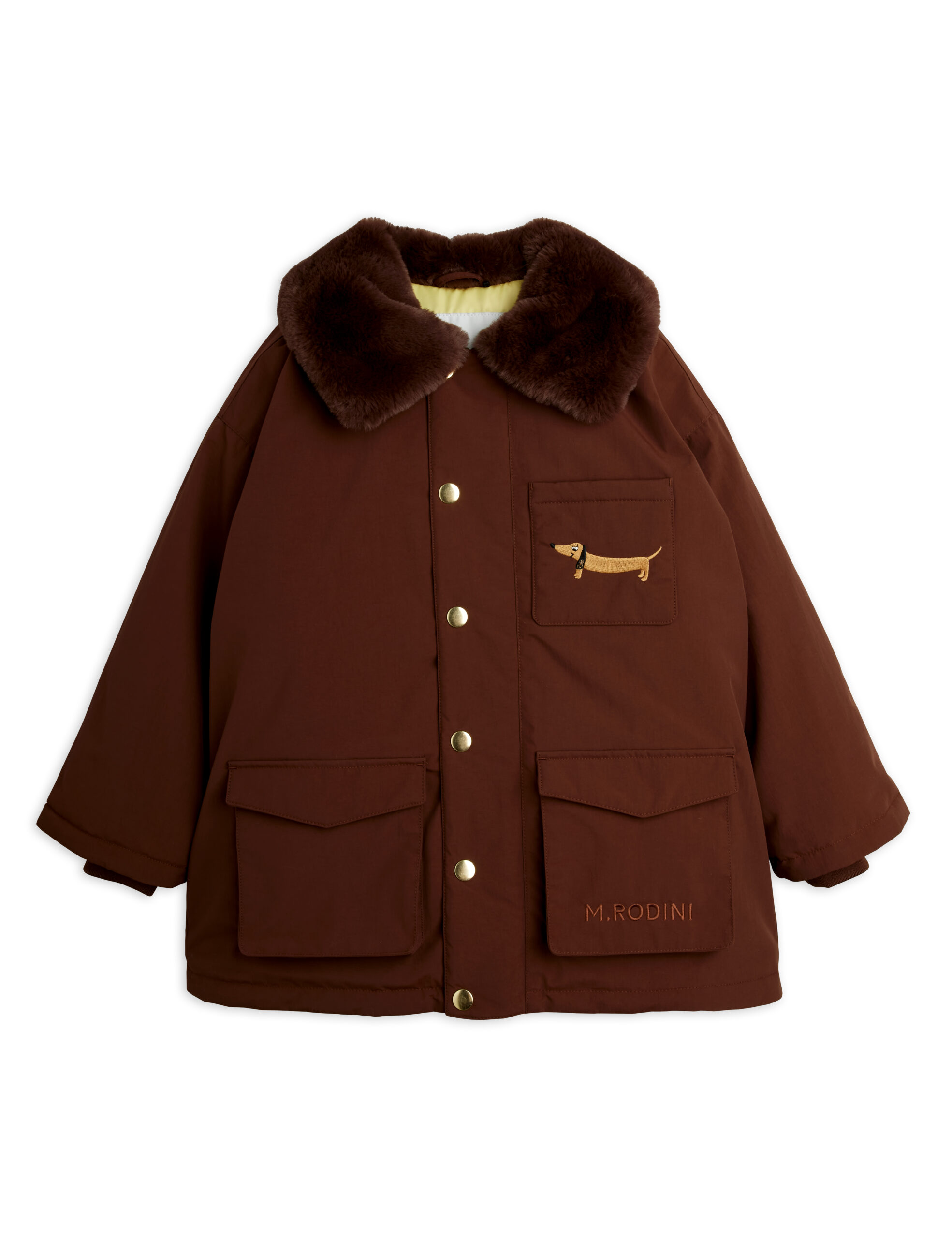 Mini Rodini padded parka with faux fur collar - dog