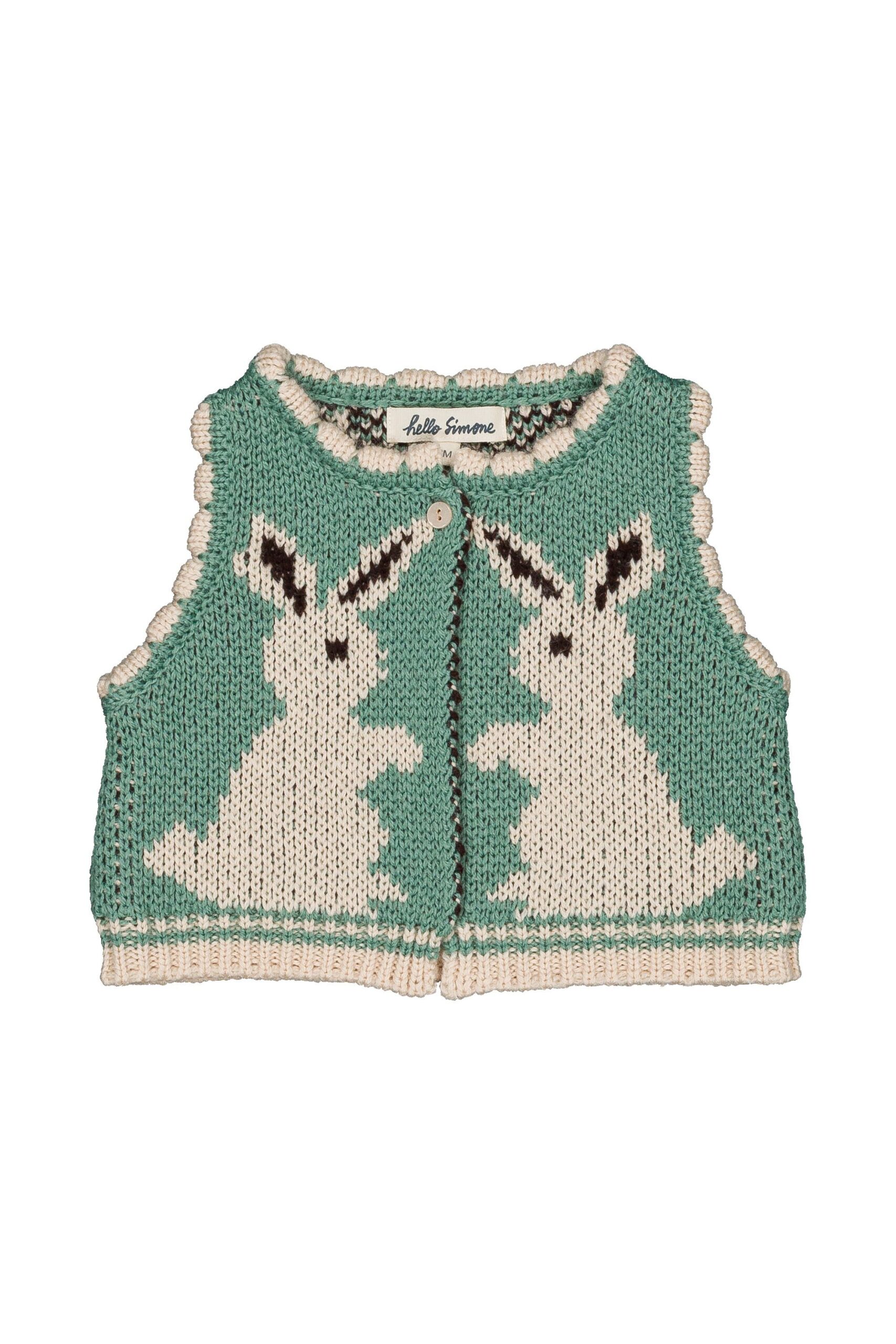 Hello Simone penny baby vest - rabbit aqua