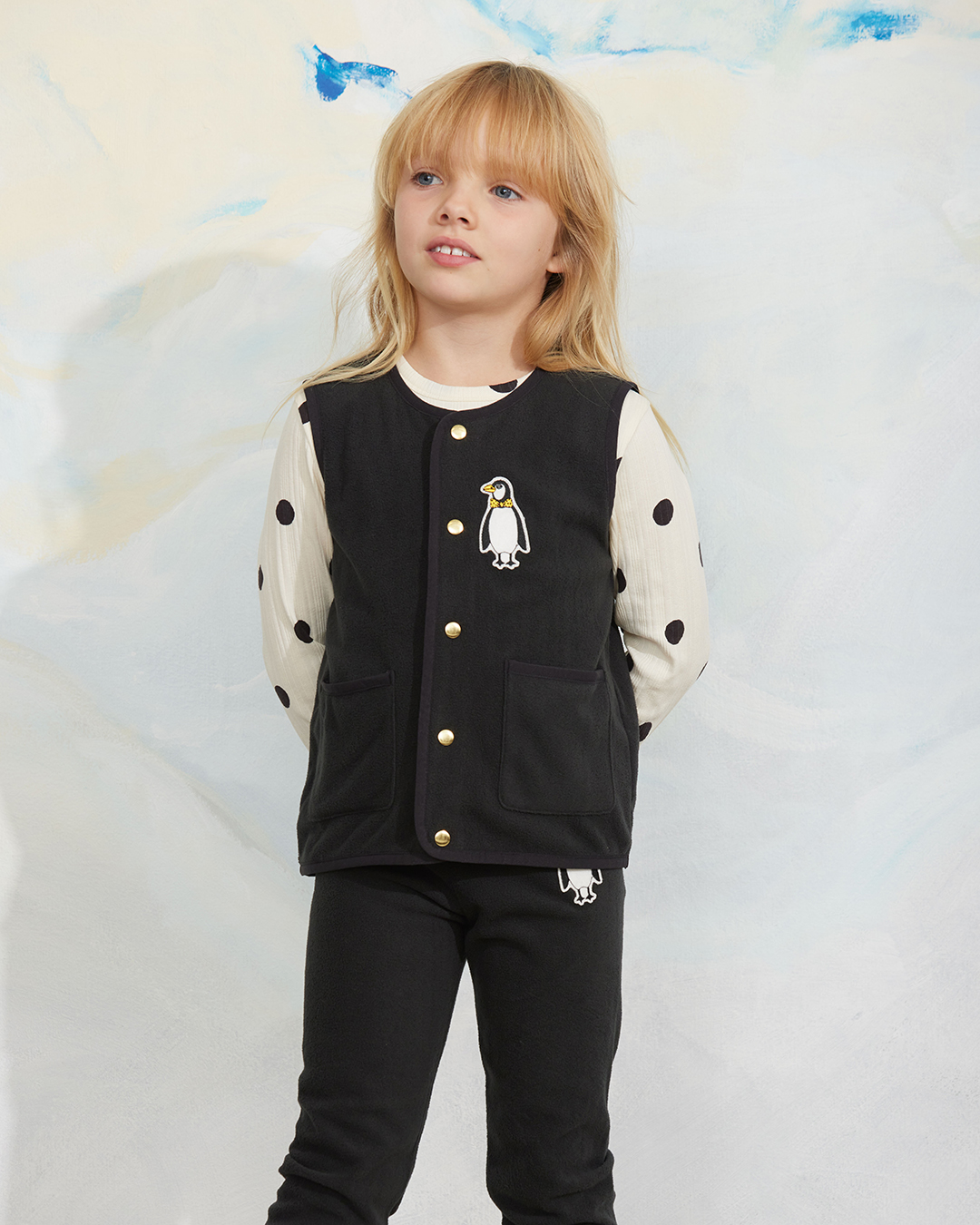 Mini Rodini microfleece vest - penguin patch - Afbeelding 7